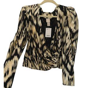 H&M, Gold & Black metallic party top, size M